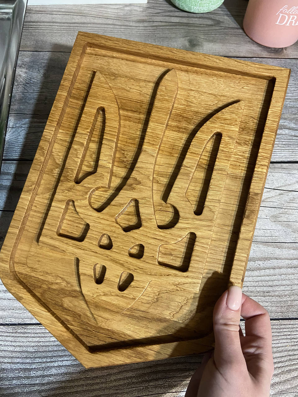 

Панно Герб Украины Тризуб настенный из дерева 300х210х22 мм