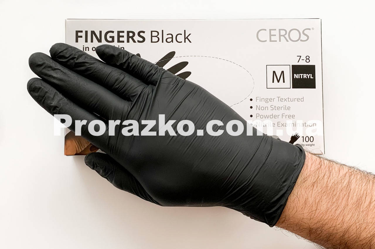 

Нитриловые перчатки CEROS, М (7-8), черные, 100 шт, Черный