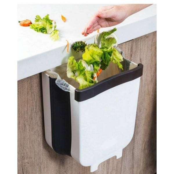 

Мусорный контейнер складной KITCHEN FLEXIBLE для подвешивания на дверцу. Раскладное мусорное ведро Белое, Белый