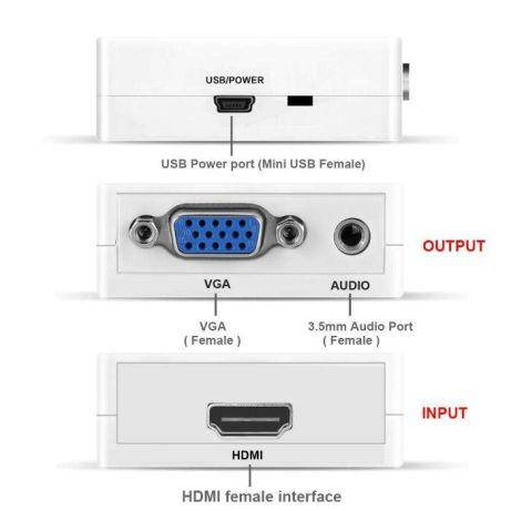 

Конвертер переходник HDMI на VGA + звук