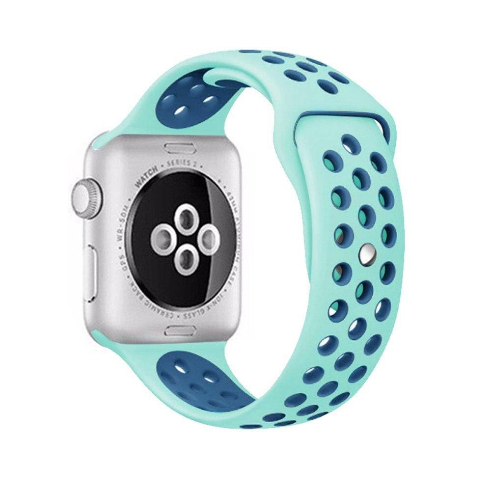 

Силиконовый ремешок бирюзовый с темно-синим Sport Nike+ Band для умных смарт часов Apple watch 38/40 mm