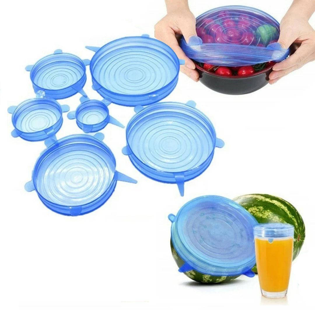 

Силиконовые универсальные крышки Silicon Cap 6 шт. / Крышки для посуды