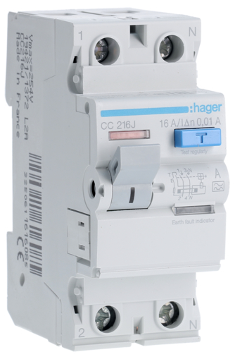 

Диференційне реле 2-полюсне Hager CC216J А-16/0,01А