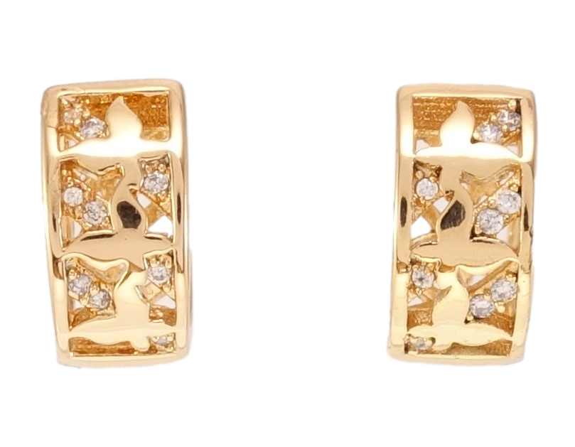 

Серьги Xuping Позолота 18K колечки "Узор бабочки с россыпью циркония"