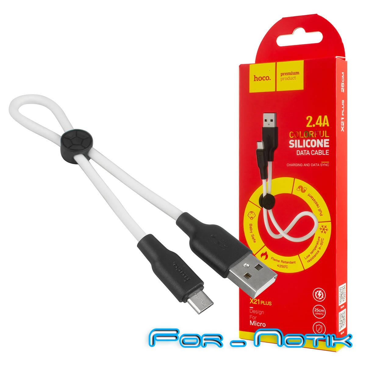 

Кабель HOCO X21 Plus Silicone для MicroUSB , белый\черный , 0.25м