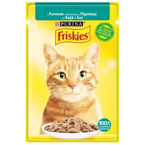 

Влажный корм Purina Friskies для кошек, с уткой, 85 г