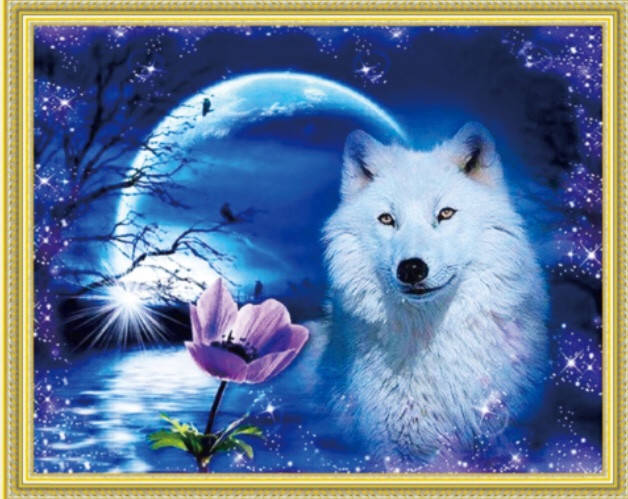 

50*40см Белый волк, алмазная живопись, полная выкладка