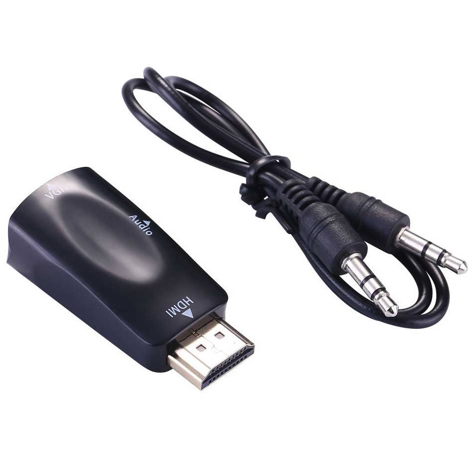 

Конвертер Переходник HDMI в VGA + Аудио Адаптер Видео + Звук, Черный