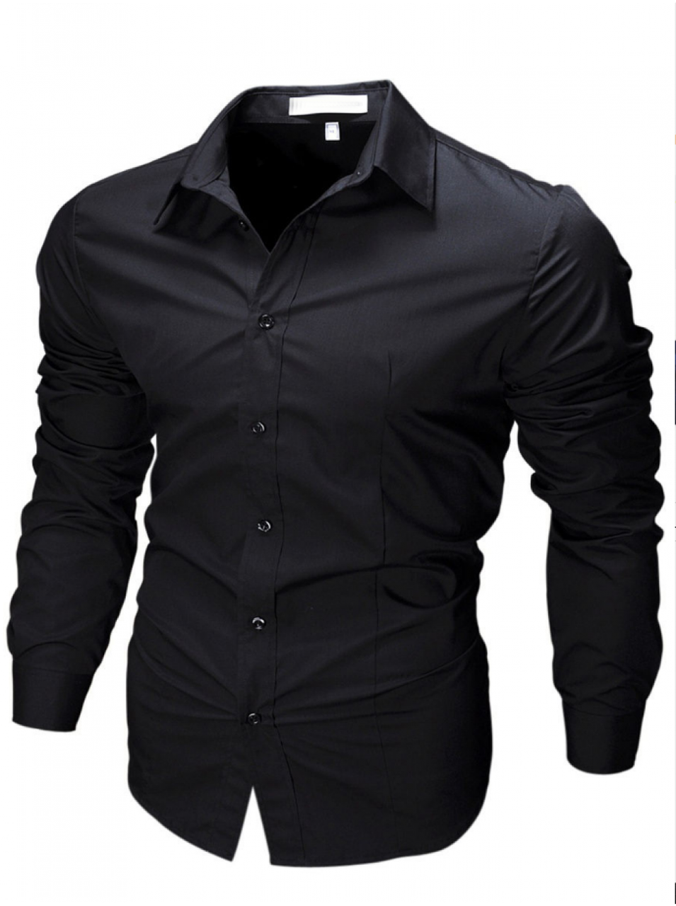 

Рубашка мужская с длинными рукавами приталенного кроя SLIM FIT (черная) M, ЧЕРНЫЙ