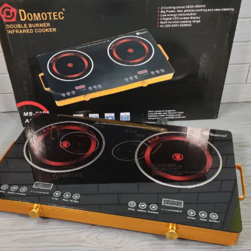 

Плита инфракрасная Domotec на 2 конфорки настольная кухонная плита