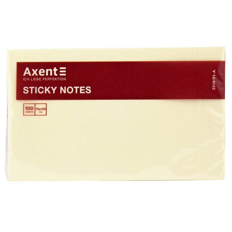 

Папір д/нотаток 75*125мм 100арк жовтий склеєний AXENT, Желтый