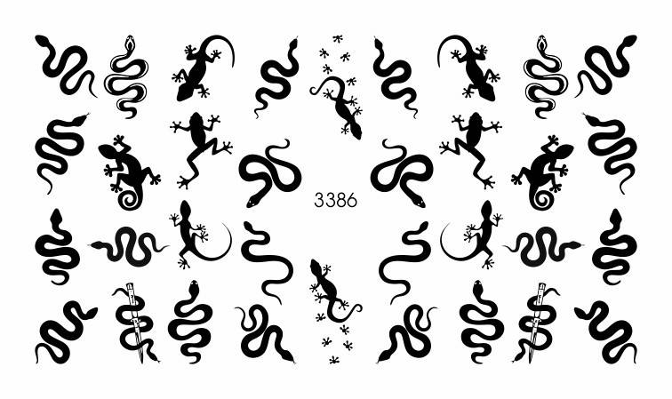 

Наклейки на ногти Слайдер Дизайн 3386 "Змеи, ящерицы", Разные цвета