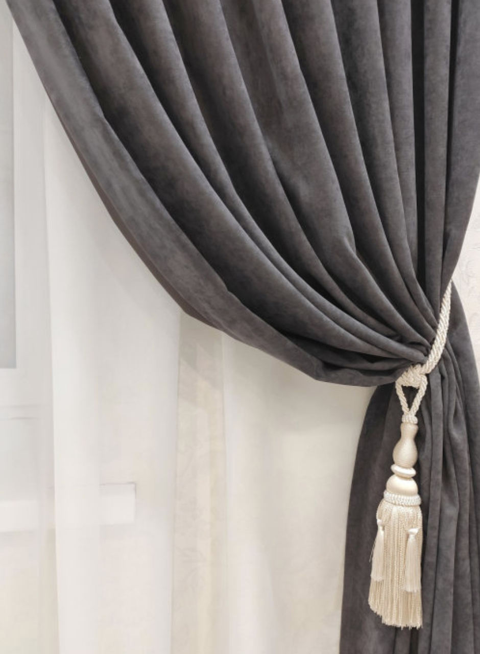 

Шторы микровелюр Канвас №150-Графит, Темно-серый