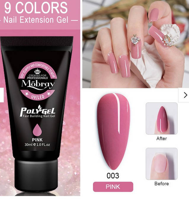 

Полигель для наращивания ногтей, камуфляж Mobray PINK 30 мл., Розовый