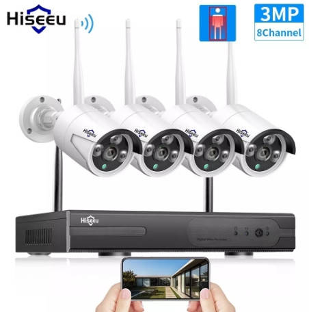 

Беспроводной WIFI комплект, система видеонаблюдения Hiseeu Full HD 3.6 mm на 4 камеры 3Мп 1080P + регистратор