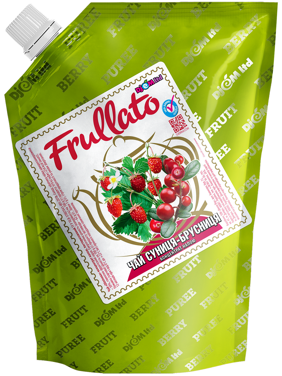 

Чай натуральный концентрированный живой Земляника-Брусника ТМ Frullato, в дой-паке 500 г.