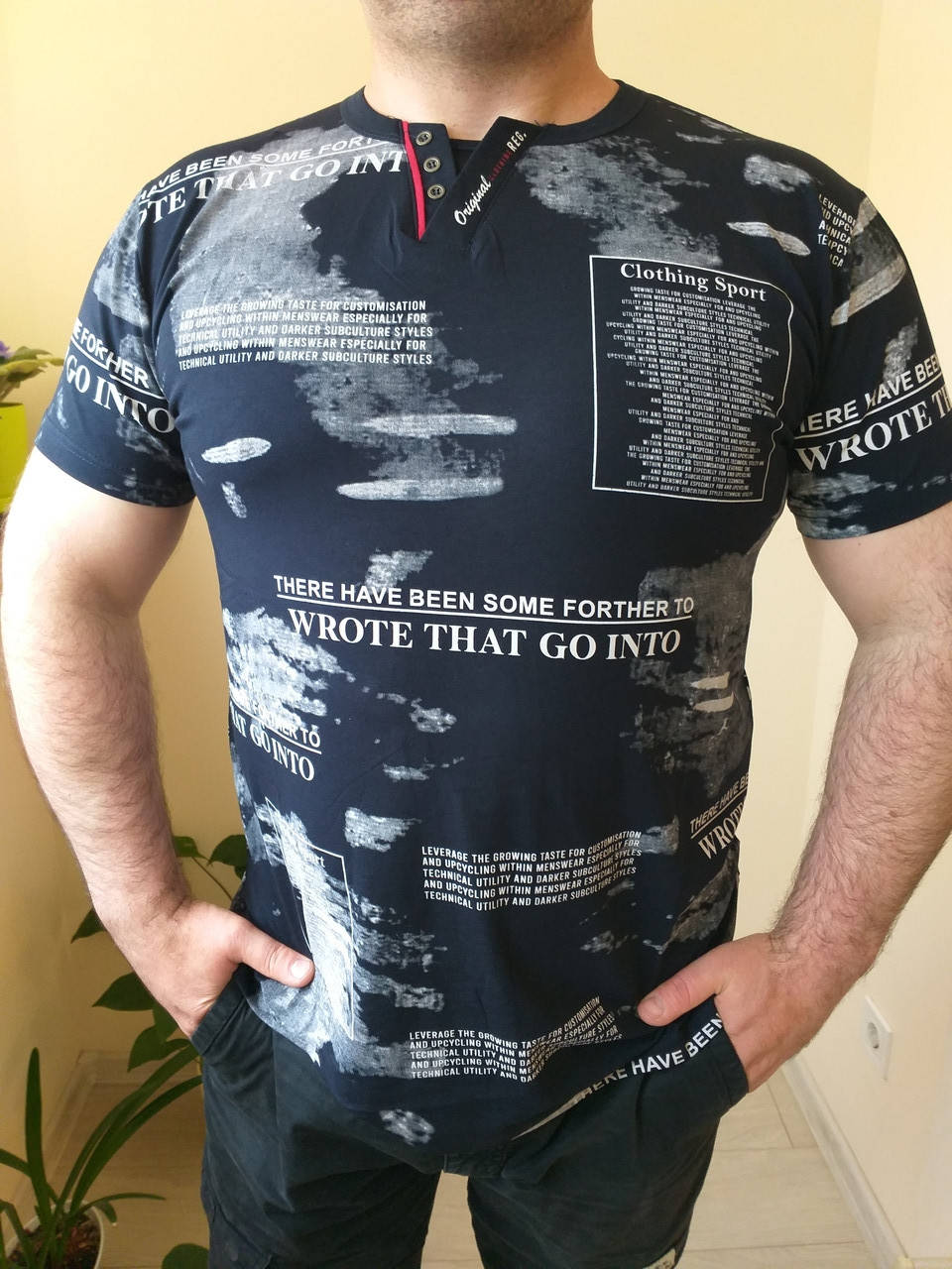 

Футболка мужская синяя с буквами большого размера 6XL