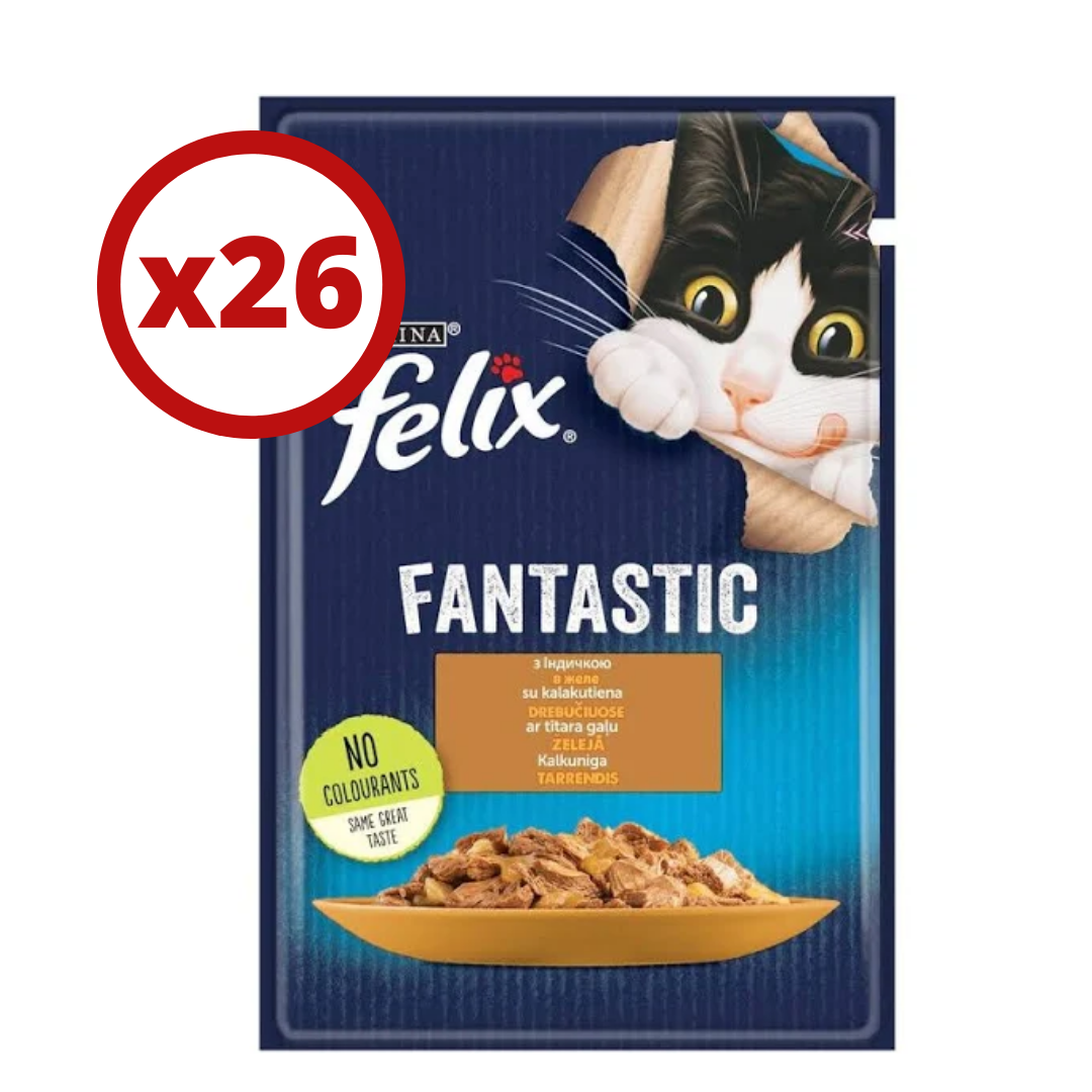 

Felix Fantastic - паучи для кошек 85г * 26 шт (индейка в желе)