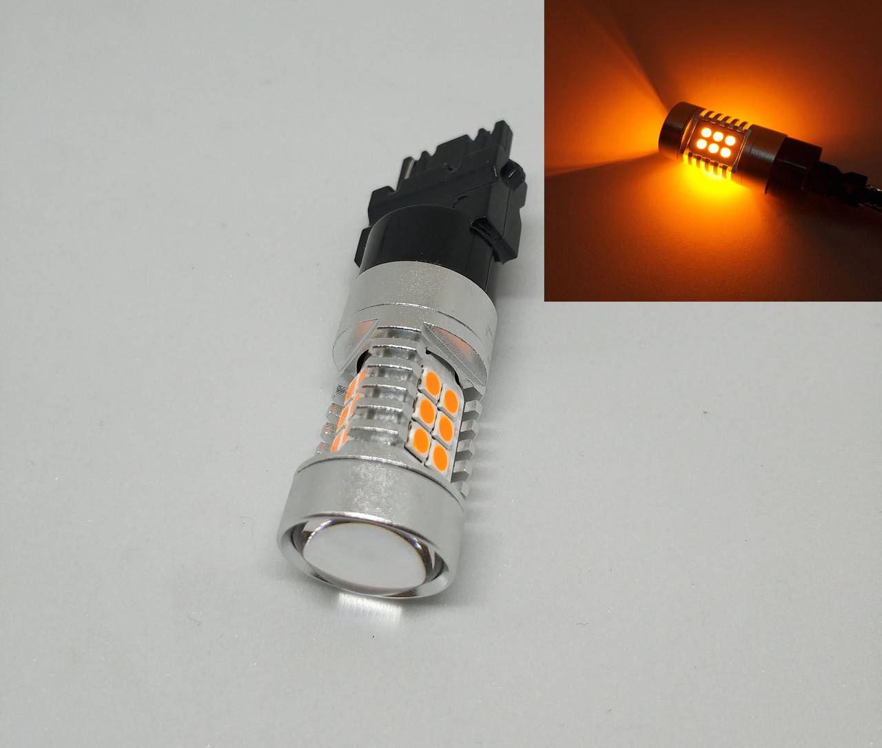 

Автолампа светодиодная LED, T25, PY27W, 3156, 12В, 22 SMD 3030, Желтая