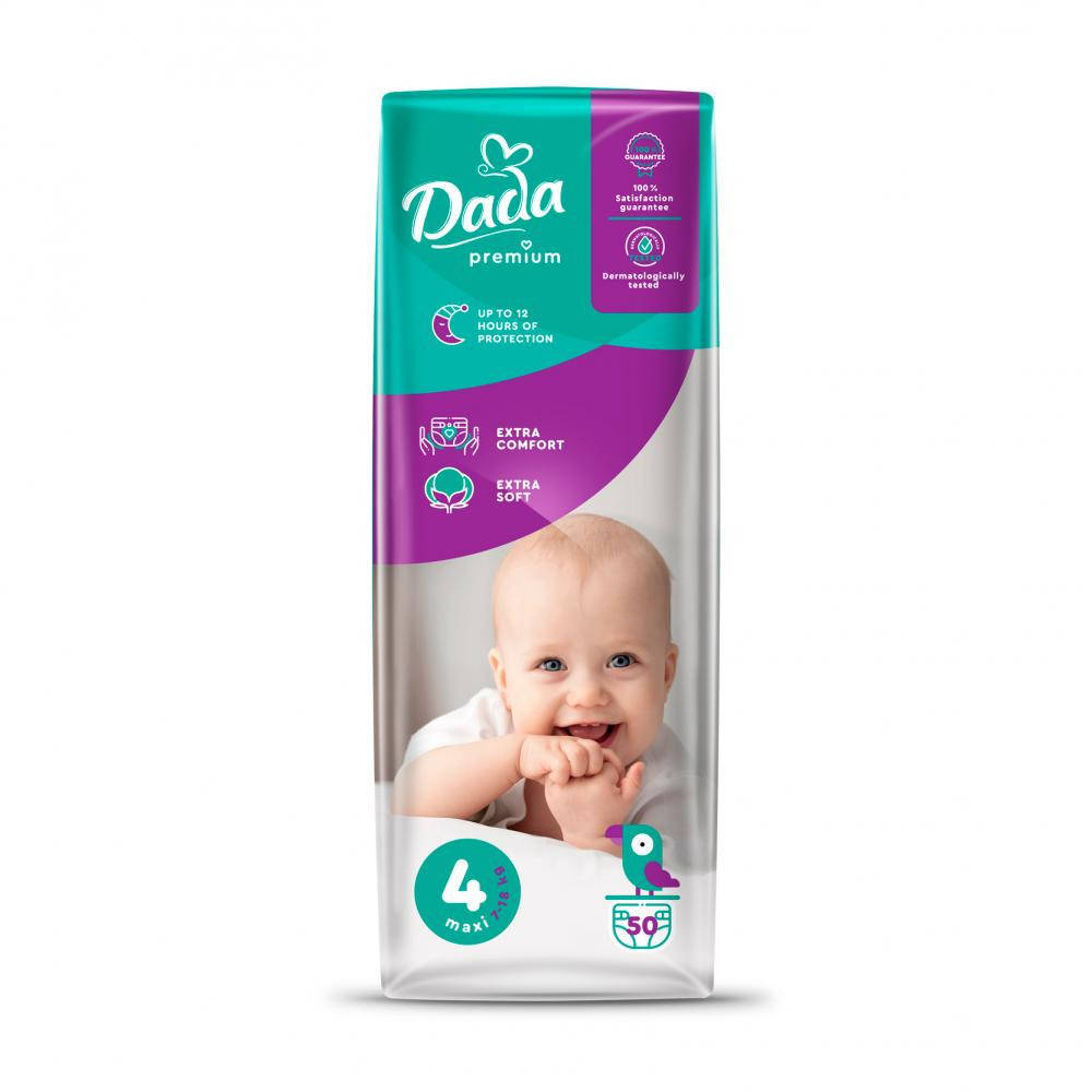 

Підгузки для дітей Dada Premium 4 Maxi (7-18 кг) 50 шт, Алый
