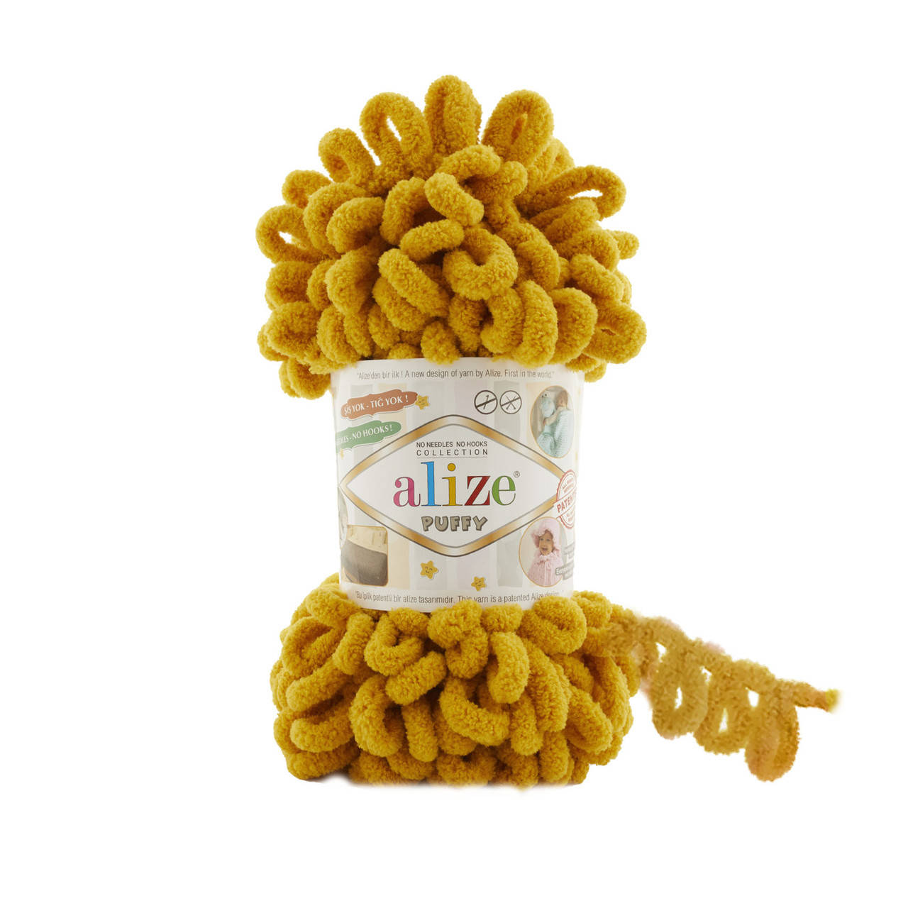 

Alize Puffy (Ализе Пуффи) горчица № 02 (пряжа, нитки для вязания руками), Желтый