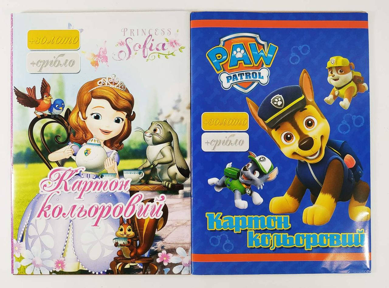 

Цветной картон (золото,серебро) односторонний 9л