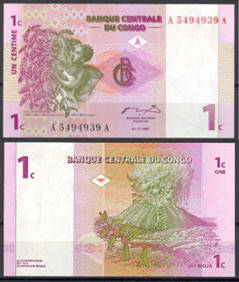 

Конго Д. Рес/Congo D. Rep 1 Centime 1997 P80 UNC