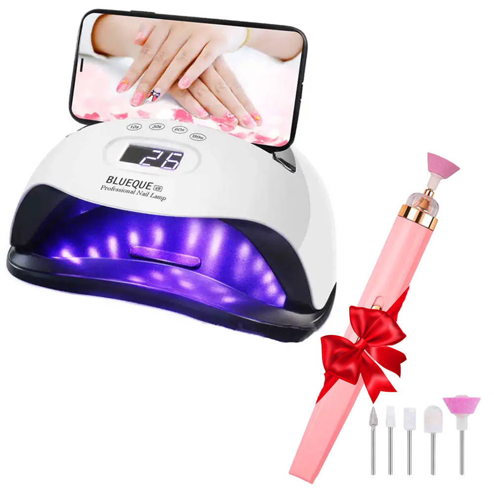

Светодиодная лампа для маникюра 168 Вт с ручкой LED+UV SUN BQ-V9 + Подарок Фрезер Flawless Salon Nails, Белый