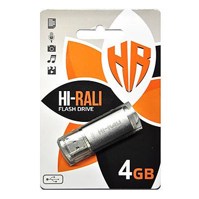 

Флеш-накопитель USB Hi-Rali 4GB Rocket series Silver, Светло-серый