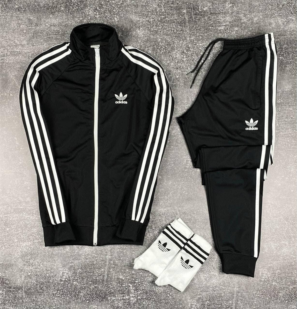 

Спортивный костюм мужской Adidas daving весенний осенний черный | Кофта + Штаны дайвинг Адидас с лампасами