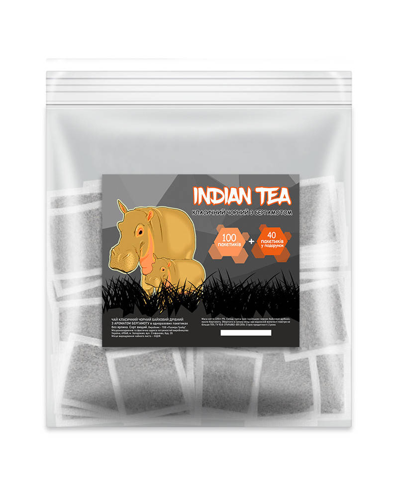 

Индийский чай с маслом бергамота 100 пакетиков + 40 пакетиков | Indian Tea чёрный