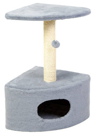 

Когтеточка, дряпка Д11У угловая с будкой 65 см (серая)
