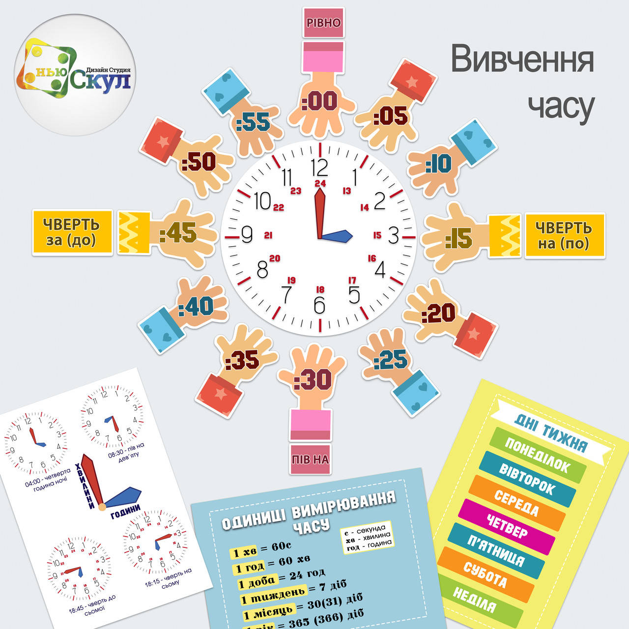 

Набір для оформлення "Вивчаємо час"