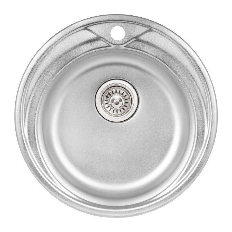 

Кухонная мойка из нержавейки круглая Q-TAP QTD510MICDEC08 510мм x 510мм микротекстура 0.8мм 76264, Хром