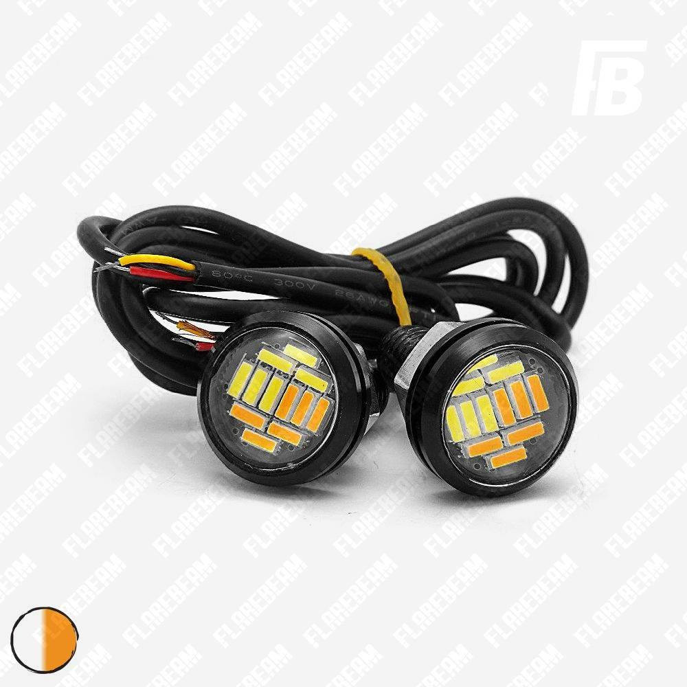 

ДХО и поворотники "Орлиный глаз" LED врезные, Ø23 мм, линза, SMD 4014*06+06, чёрный корпус, 2 шт. (белый +