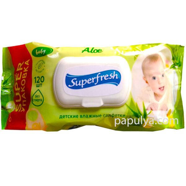 

Влажные салфетки с клапаном Superfresh "Baby" алоэ 120 шт