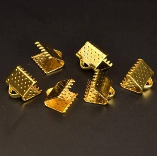 

(25 штук) Зажим для ленты, шнура 6мм, Золото (сп7нг-6079), Золотистый