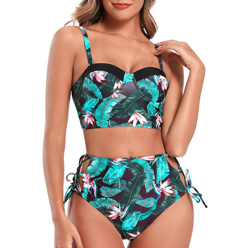 

Купальник топ с пуш апом, плавки с высокой посадкой