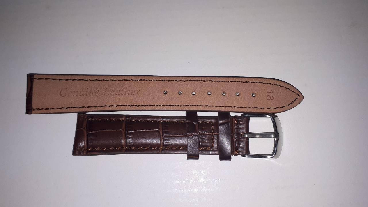 

Ремешок Genuine Leather коричневый кожанный 18мм