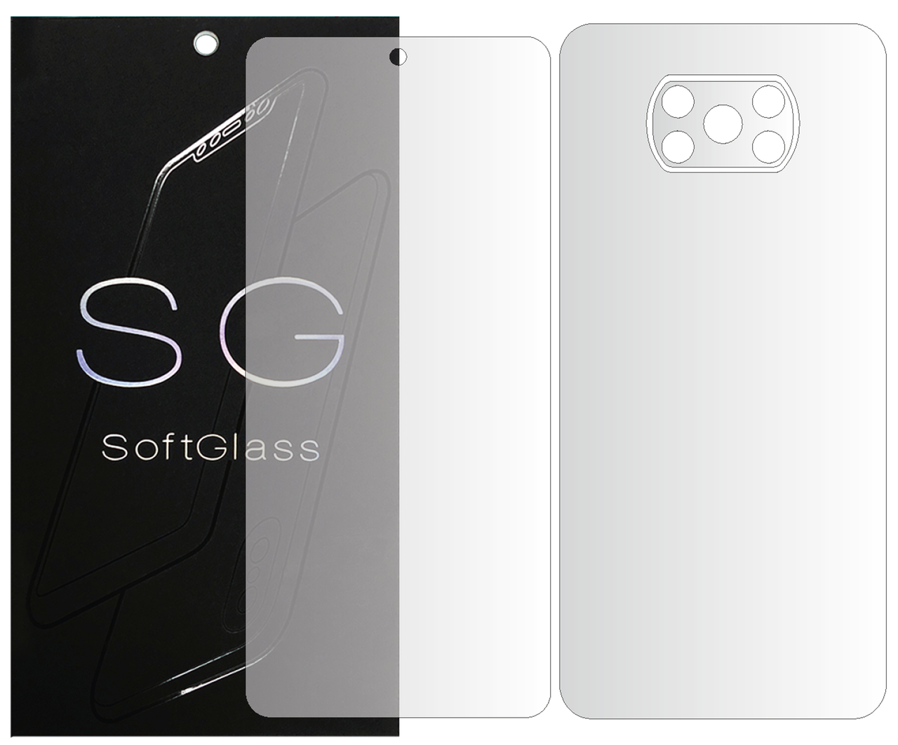 

Пленка Poco X3 X3 Pro Комплект: для Передней и Задней панели полиуретановая SoftGlass, Прозрачный