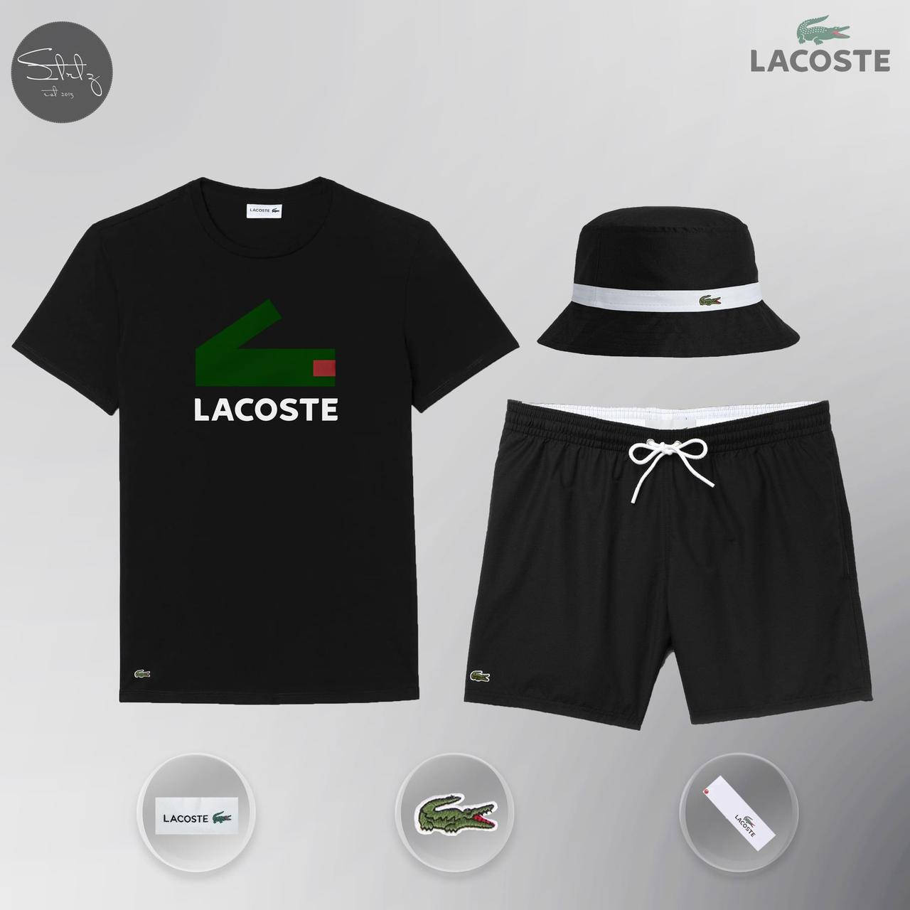 

Літній комплект Lacoste панама + футболка + шорти