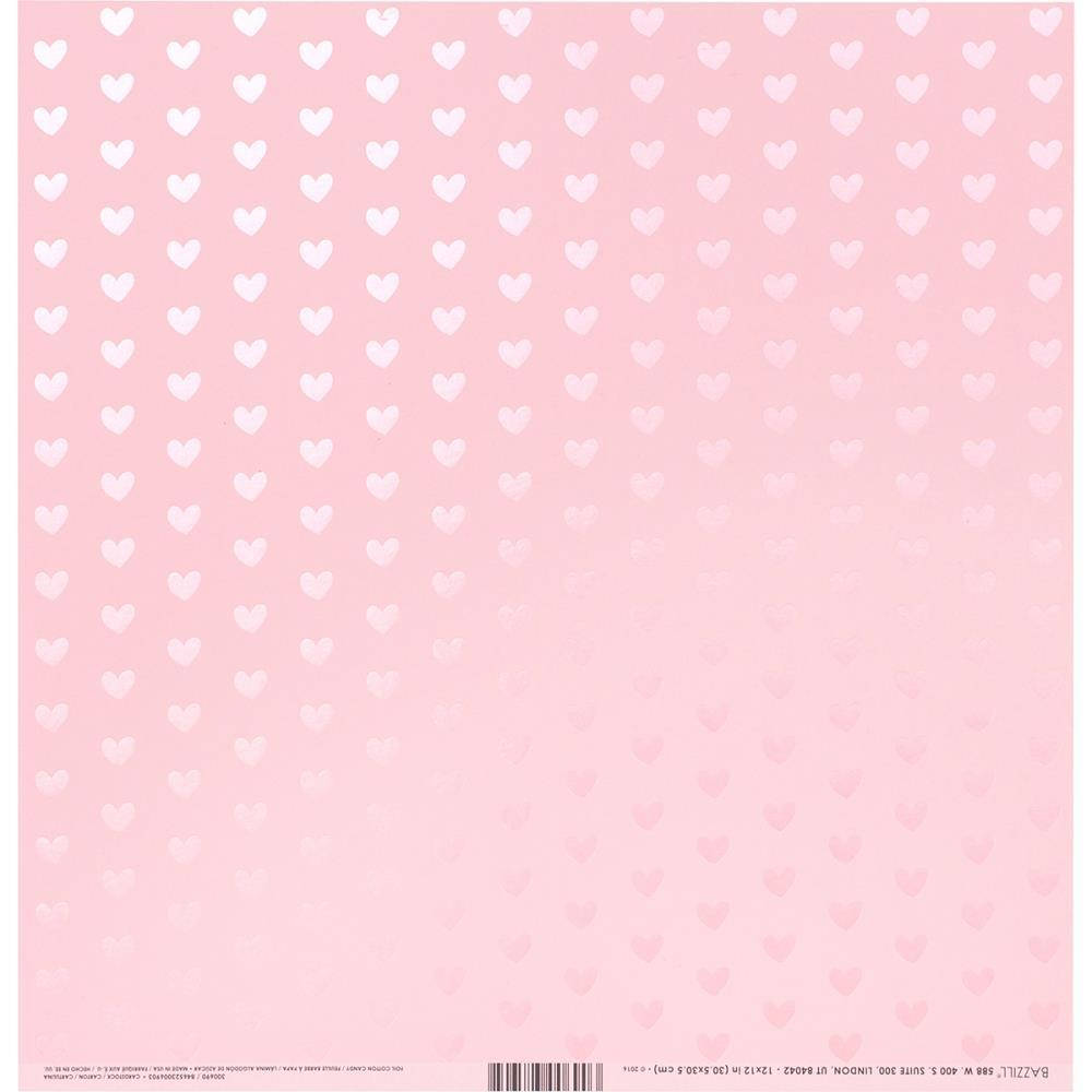 

Кардсток - Bazzill - Heart WPink Pearl - Cotton Candy -Foiled - 30х30