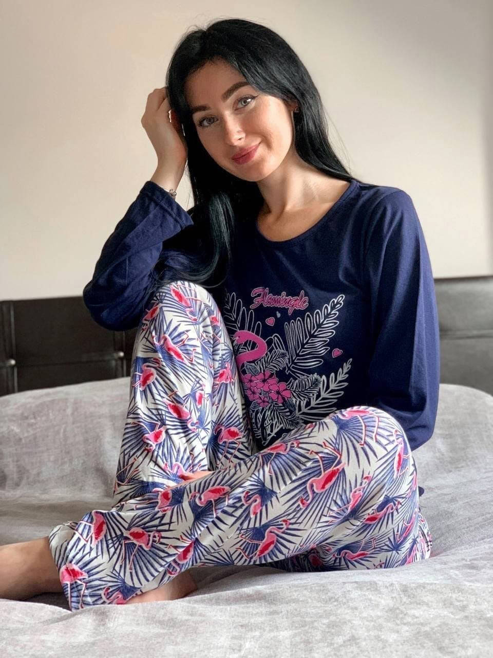 

Пижама женская синяя кофта и штаны код П372