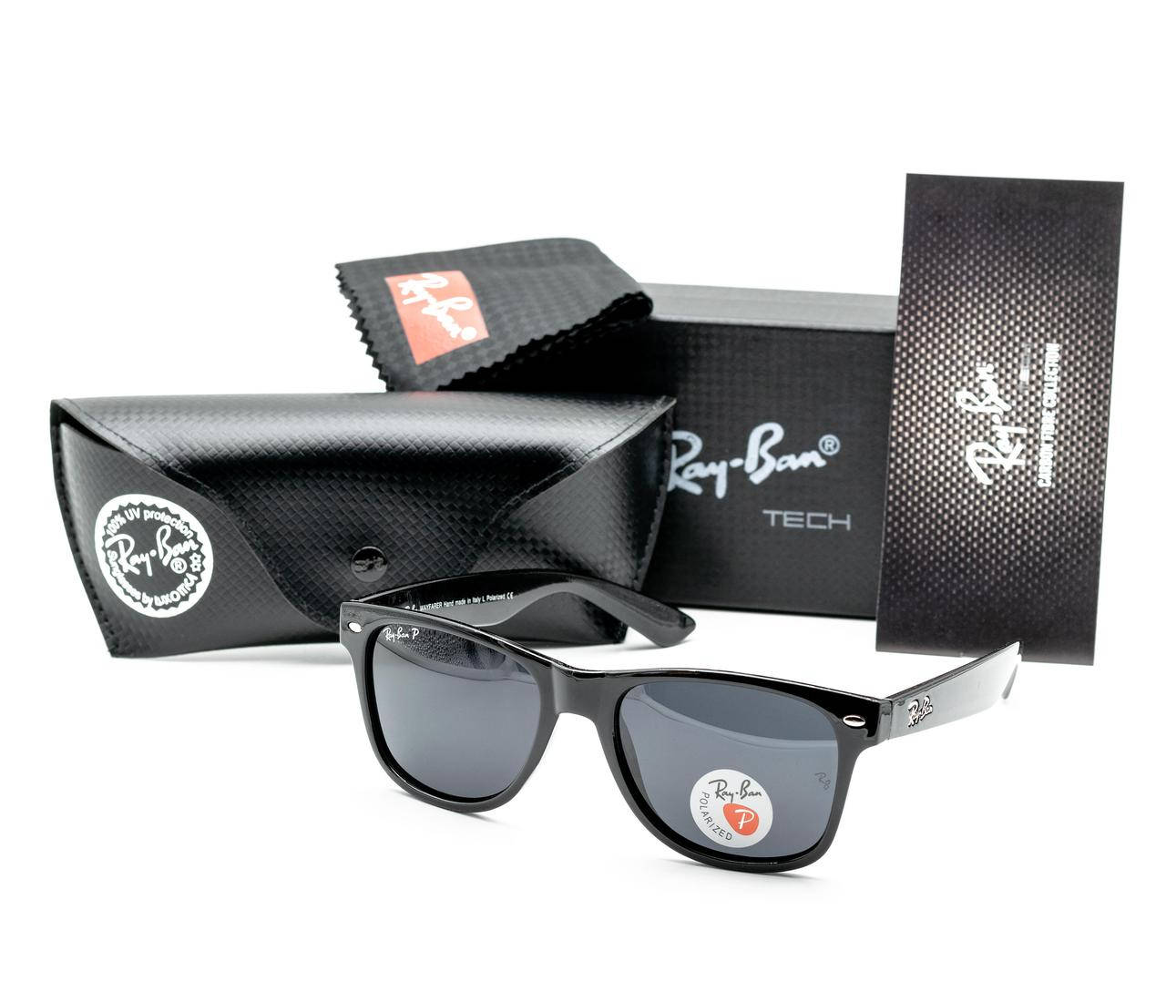 

Очки Ray Ban Wayfarer черные Polarized, carbon edition, Черный