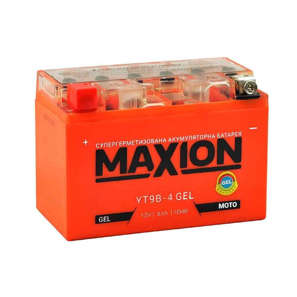 

Мото аккумулятор GEL MAXION YT 9B-4 (12V, 8A)