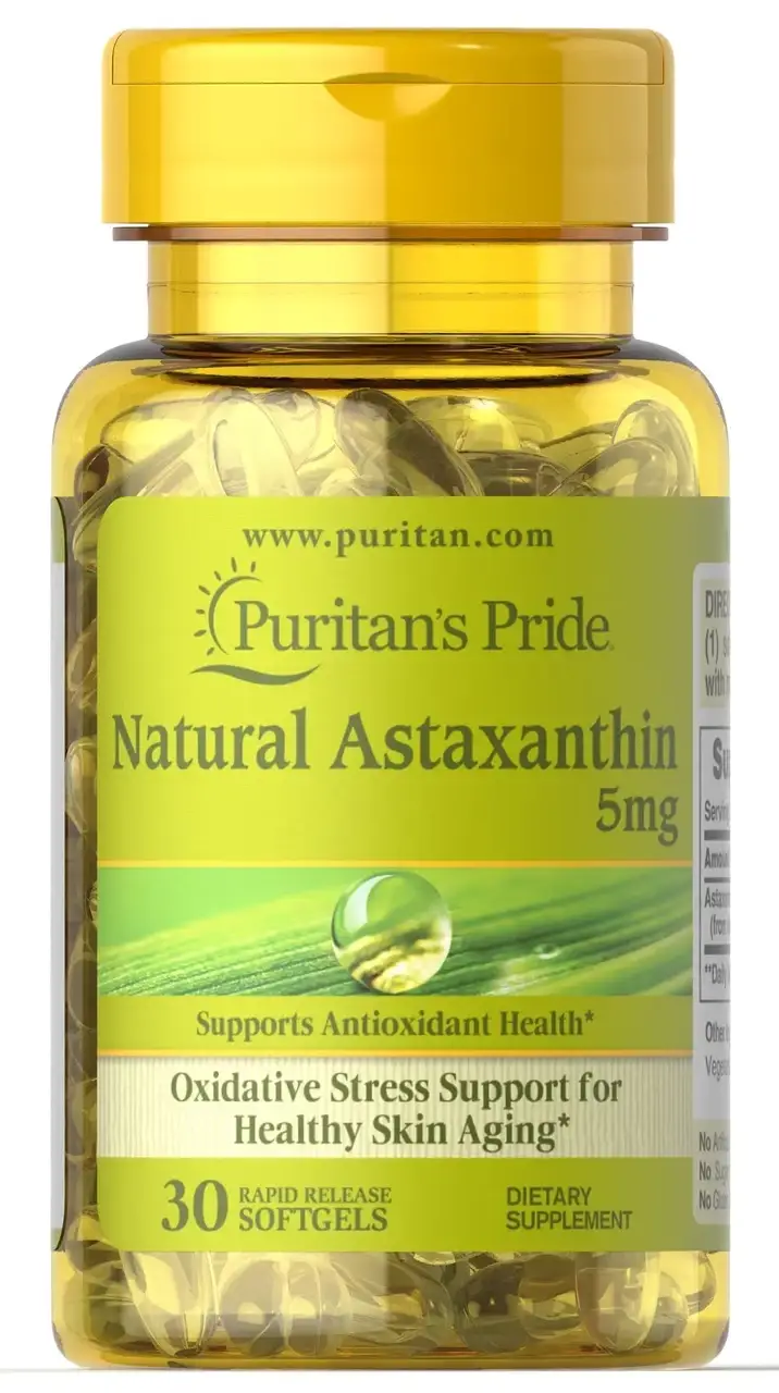 

Астаксантин, Natural Astaxanthin 5 mg, Puritan's Pride, 5 мг, 30 капсул