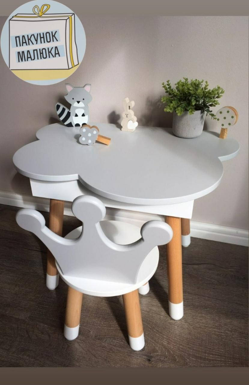 

Стол полуоблако с пеналом и 1 стул корона