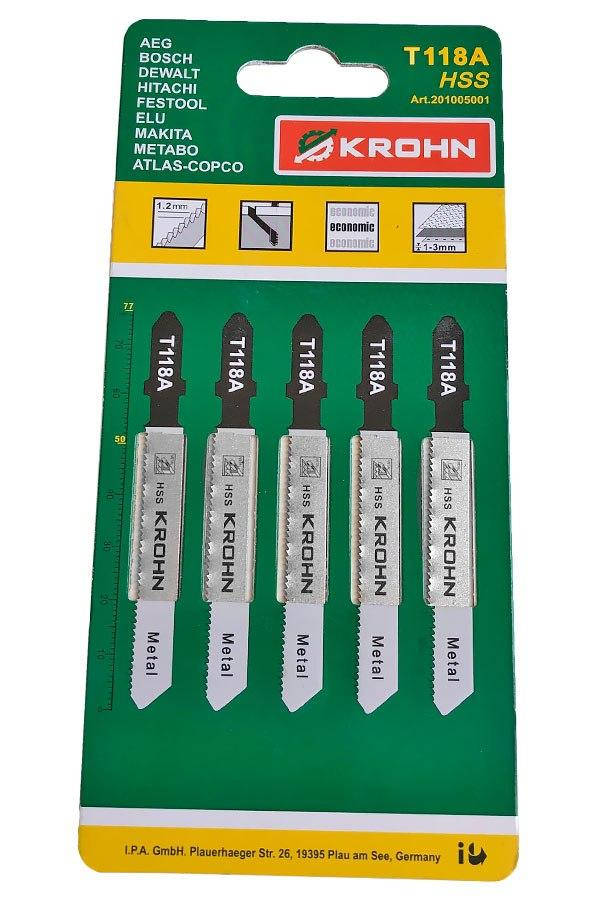 

Пилки для лобзика KROHN 118A 5шт. по металлу