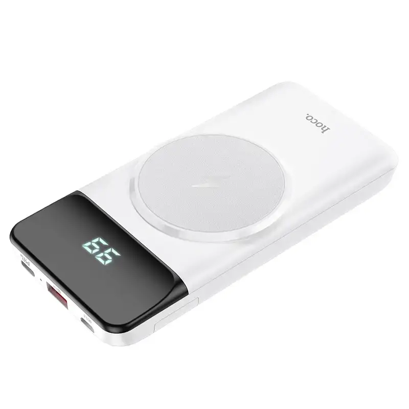 

УМБ портативное зарядное Power Bank HOCO Bobby J76 10000 mAh, QC/PD, 22,5W/3A, Qi, белое