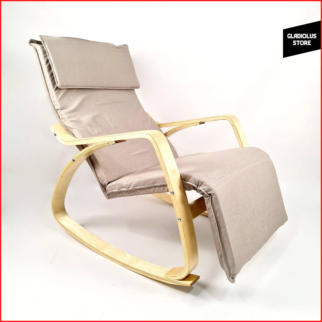 Кресло качалка Avko ARC003 Natural (бежевый, белое дерево) Расслабляющее Кресло-качалка для дома